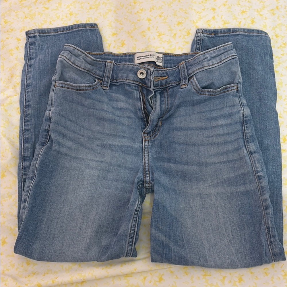 Abercrombie Kids Blue High rise Straight Leg Jeans Classic Fit